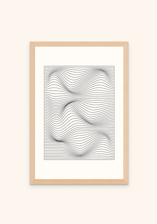 Frequency 1 geometric art print in an oak frame — Art Spectrum