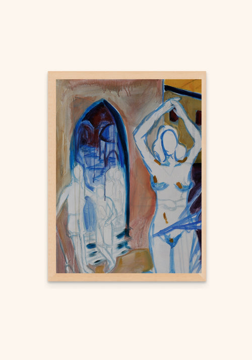 Figures at the Door by Havva Malyalizade, framed art print
