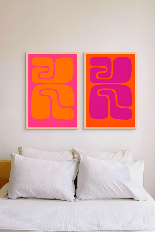 Abstract Art Orange On Magenta