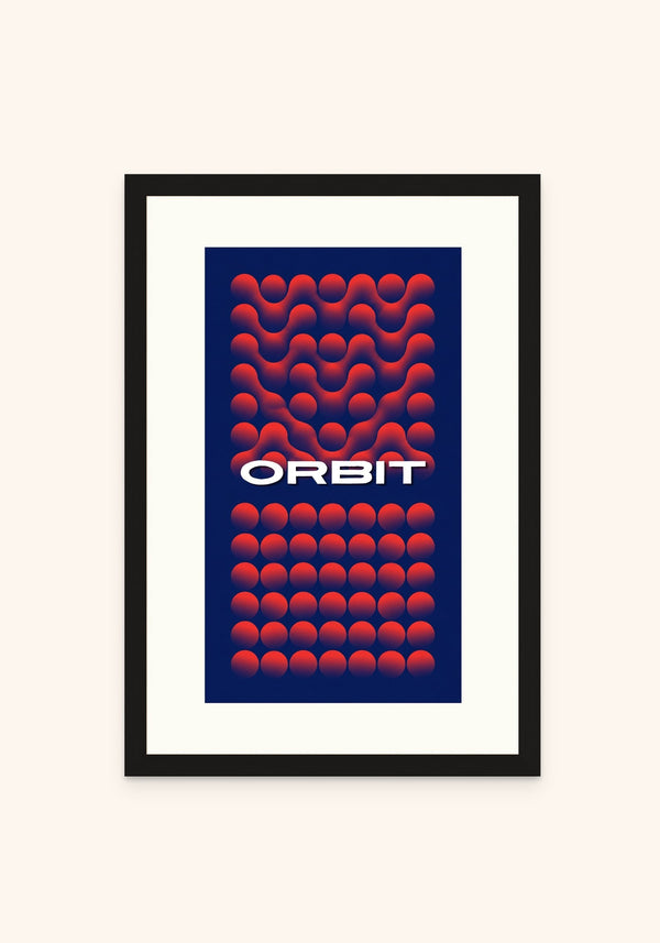 Orbit framed print in a black frame — Art Spectrum