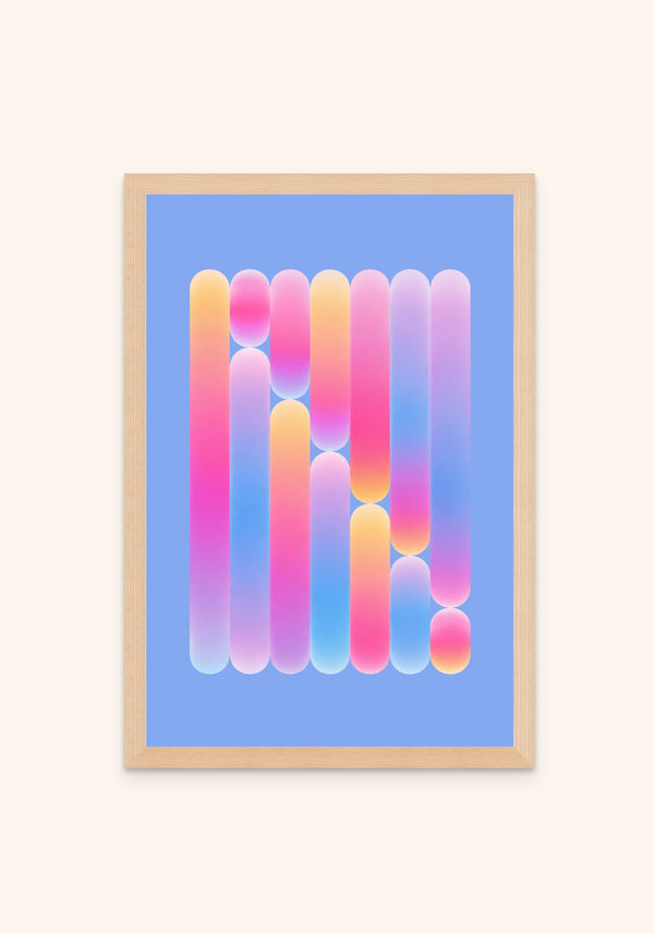 Pop geometric art print in an oak frame — Art Spectrum