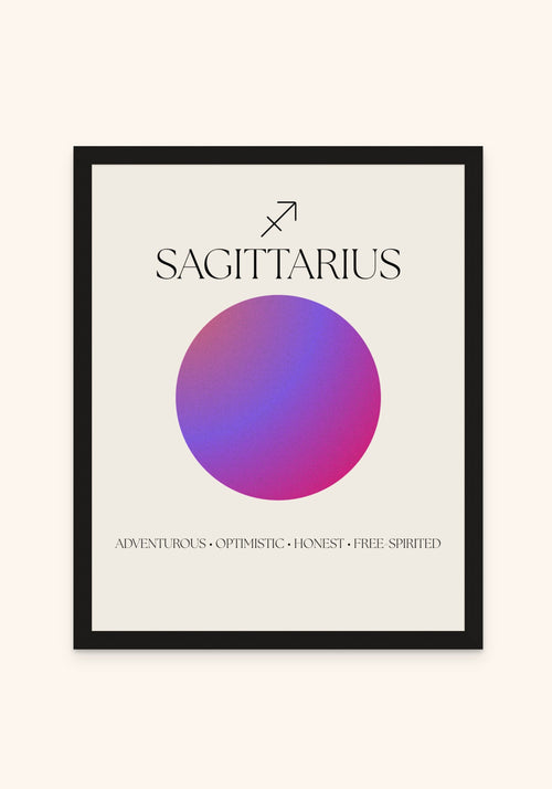 Sagittarius Zodiac Sign framed print in a black frame — Art Spectrum