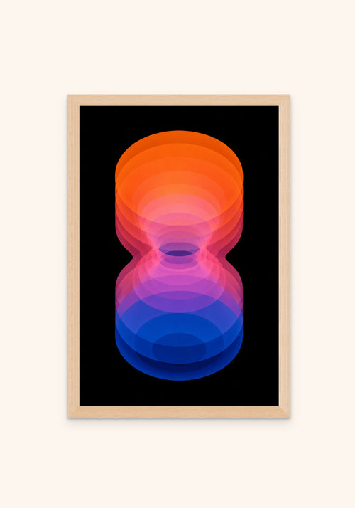Tryppy geometric art print in an oak frame — Art Spectrum