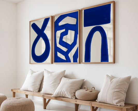 Trio of framed canvas prints displayed gallery-style — Art Spectrum