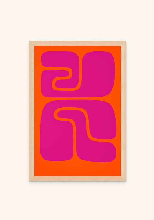 Abstract Art Magenta On Orange