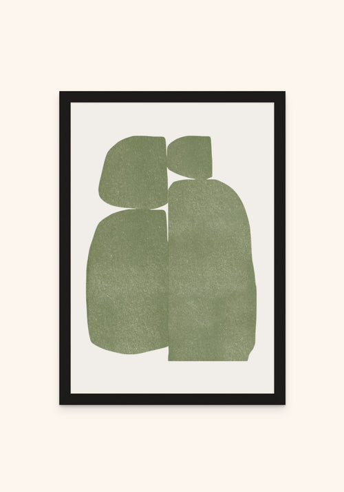 Abstract Sage framed print in a black frame — Art Spectrum