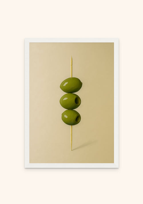 Aceitunas framed print in a white frame — Art Spectrum