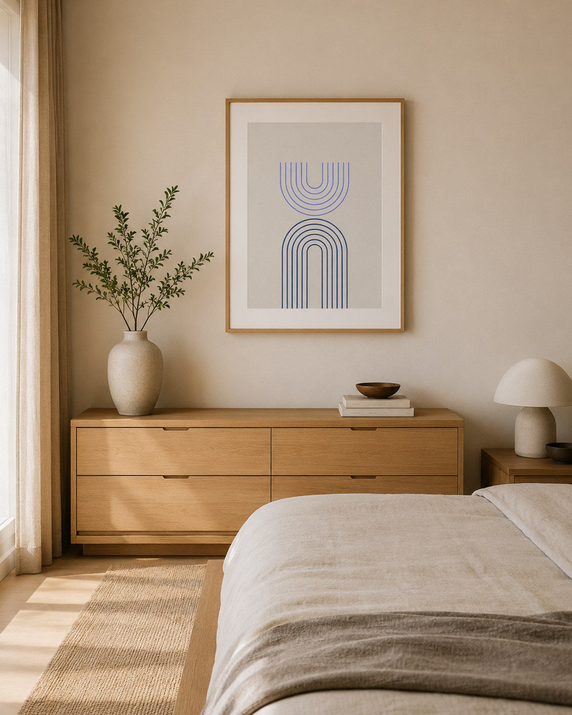 Aligns geometric abstract framed art print styled in a modern interior — Art Spectrum