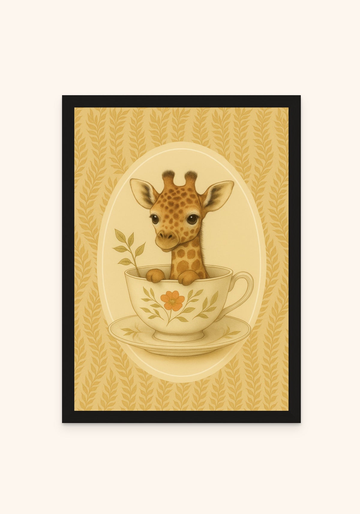 Baby Giraffe In A Teacup framed print in a black frame — Art Spectrum