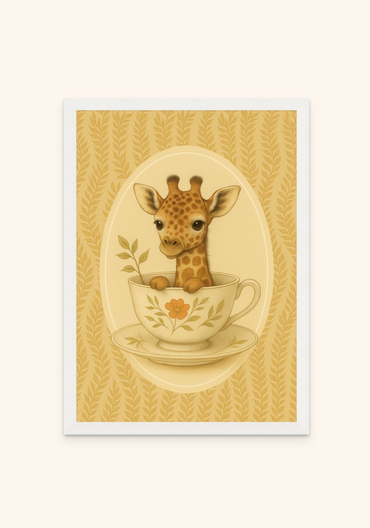 Baby Giraffe In A Teacup framed print in a white frame — Art Spectrum