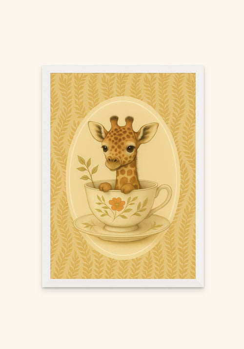 Baby Giraffe In A Teacup framed print in a white frame — Art Spectrum