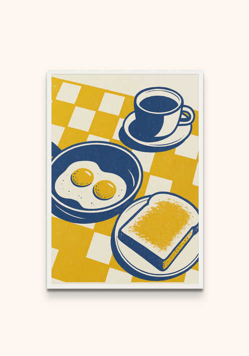 Breakfast framed print in a white frame — Art Spectrum