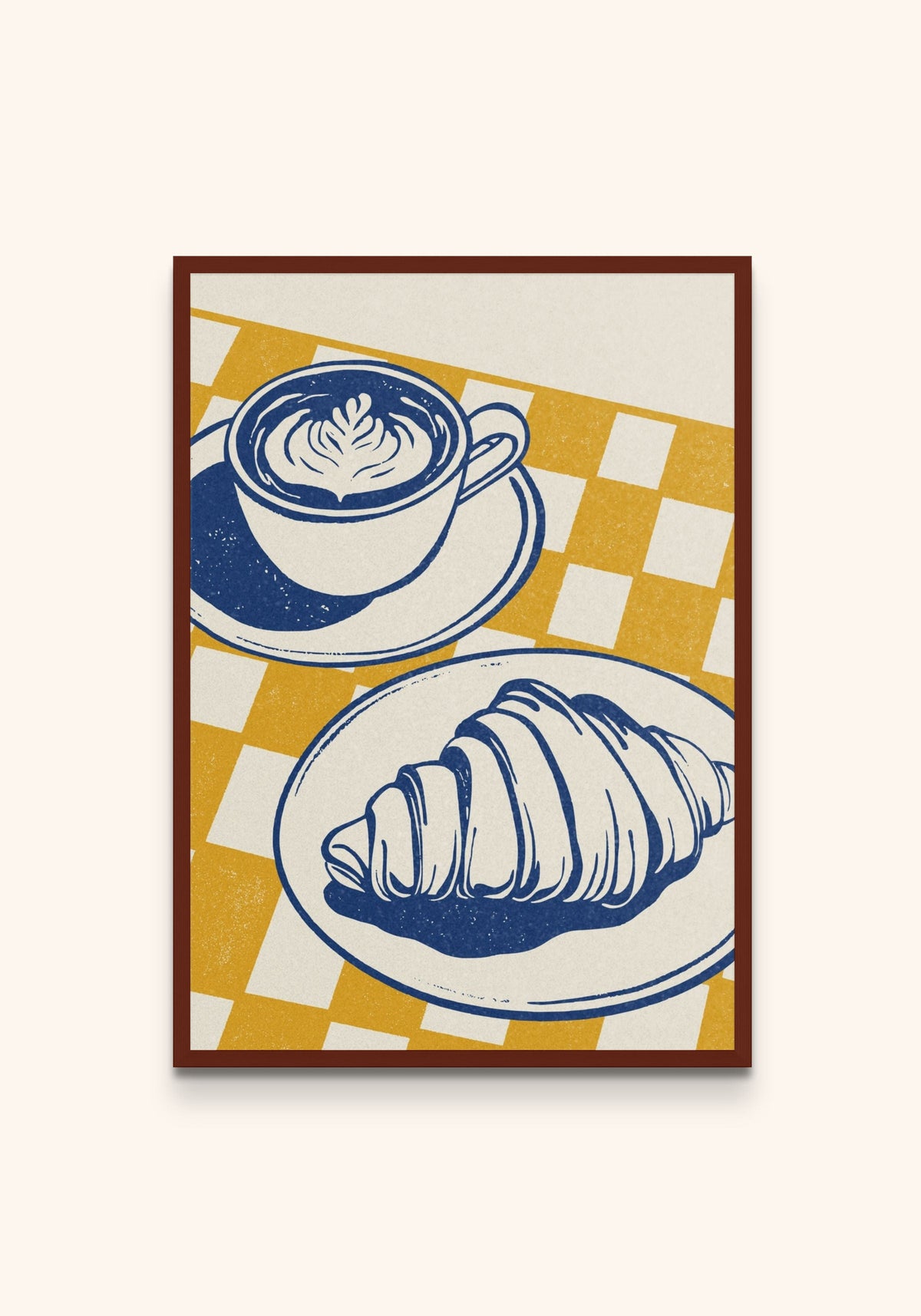 Cappuccino And Croissant framed print in an espresso frame — Art Spectrum