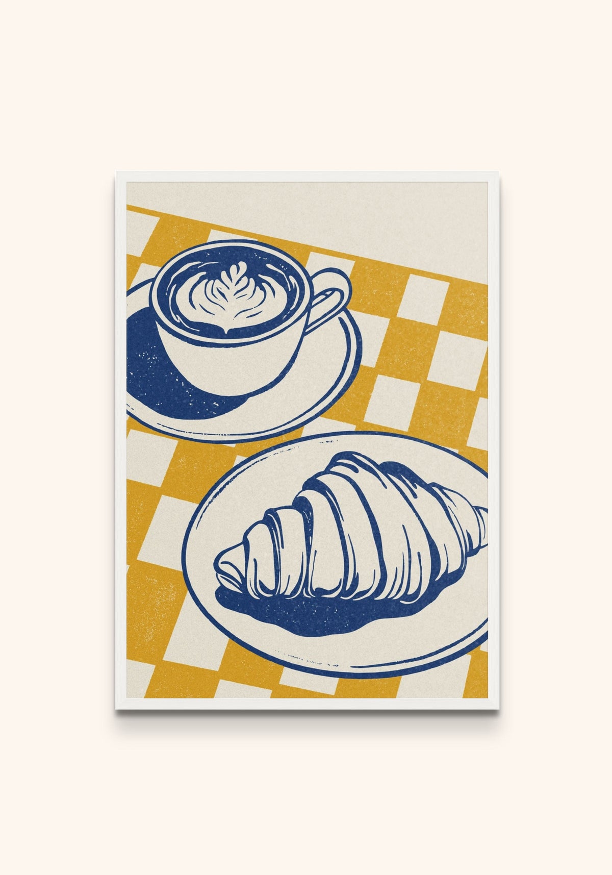 Cappuccino And Croissant framed print in a white frame — Art Spectrum