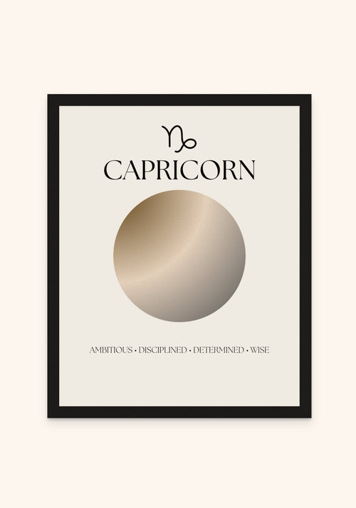 Capricorn Zodiac Sign framed print in a black frame — Art Spectrum