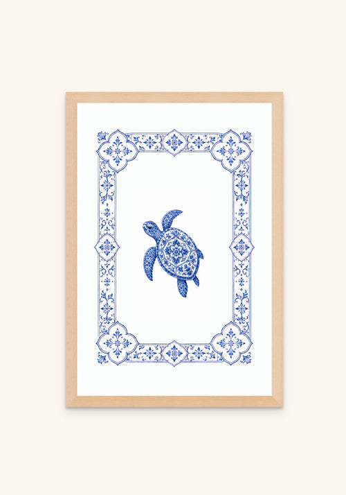 Caretta framed print — Portuguese tile wall art, Mediterra collection