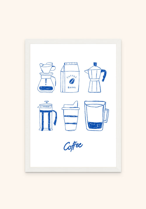 Coffee framed print in a white frame — Art Spectrum