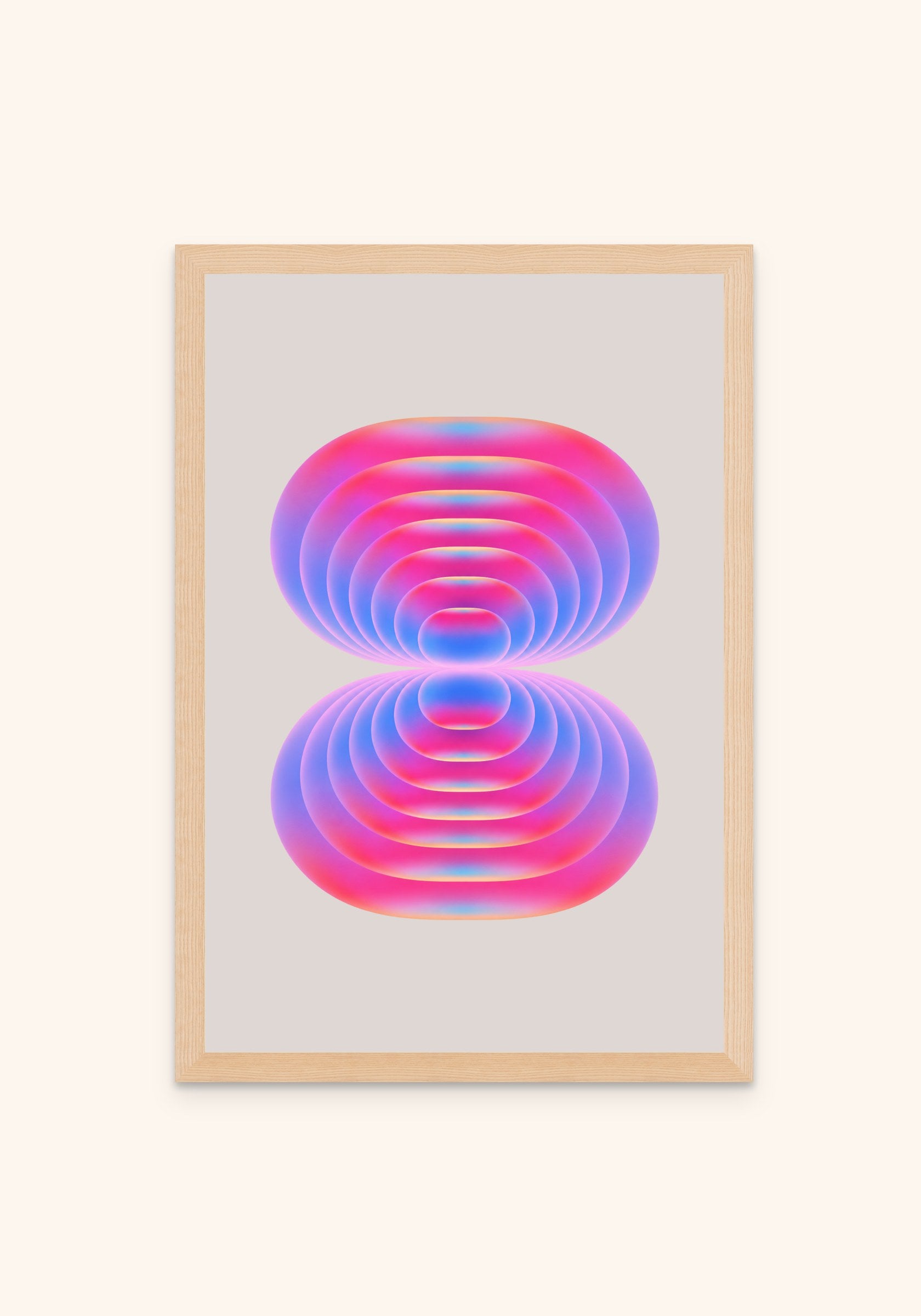 Connecting geometric art print in an oak frame — Art Spectrum