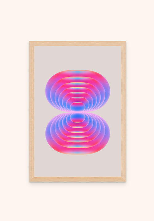 Connecting geometric art print in an oak frame — Art Spectrum