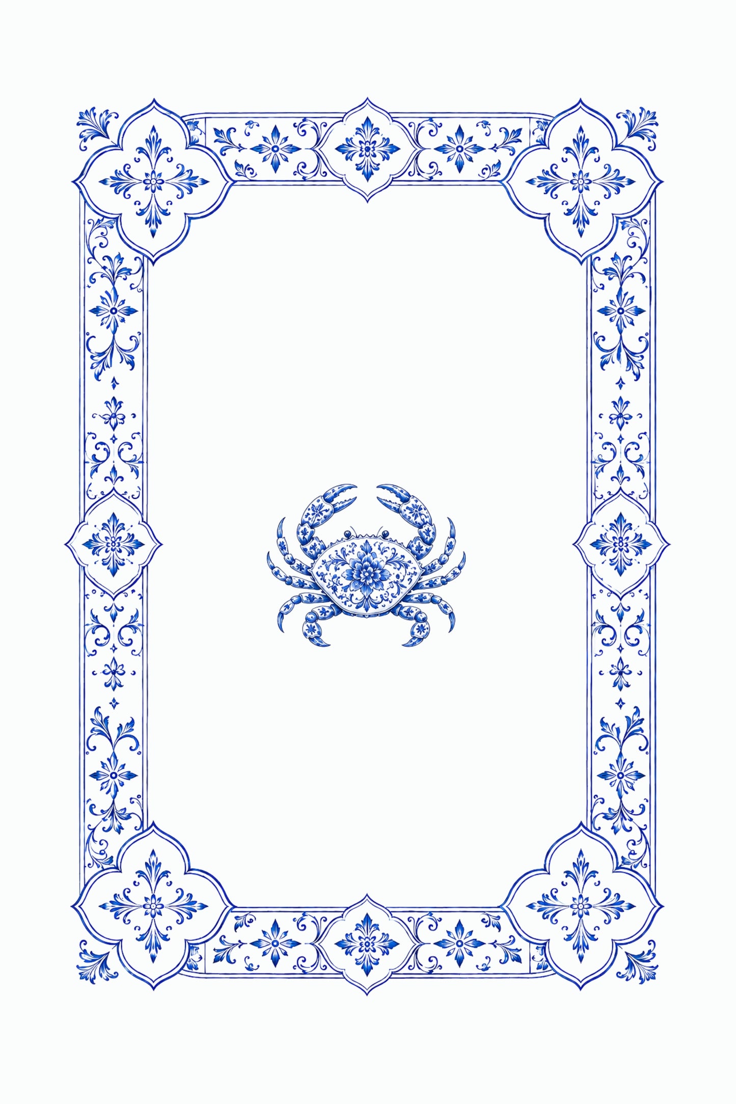 Crab — a minimal crab motif in classic Portuguese blue-and-white