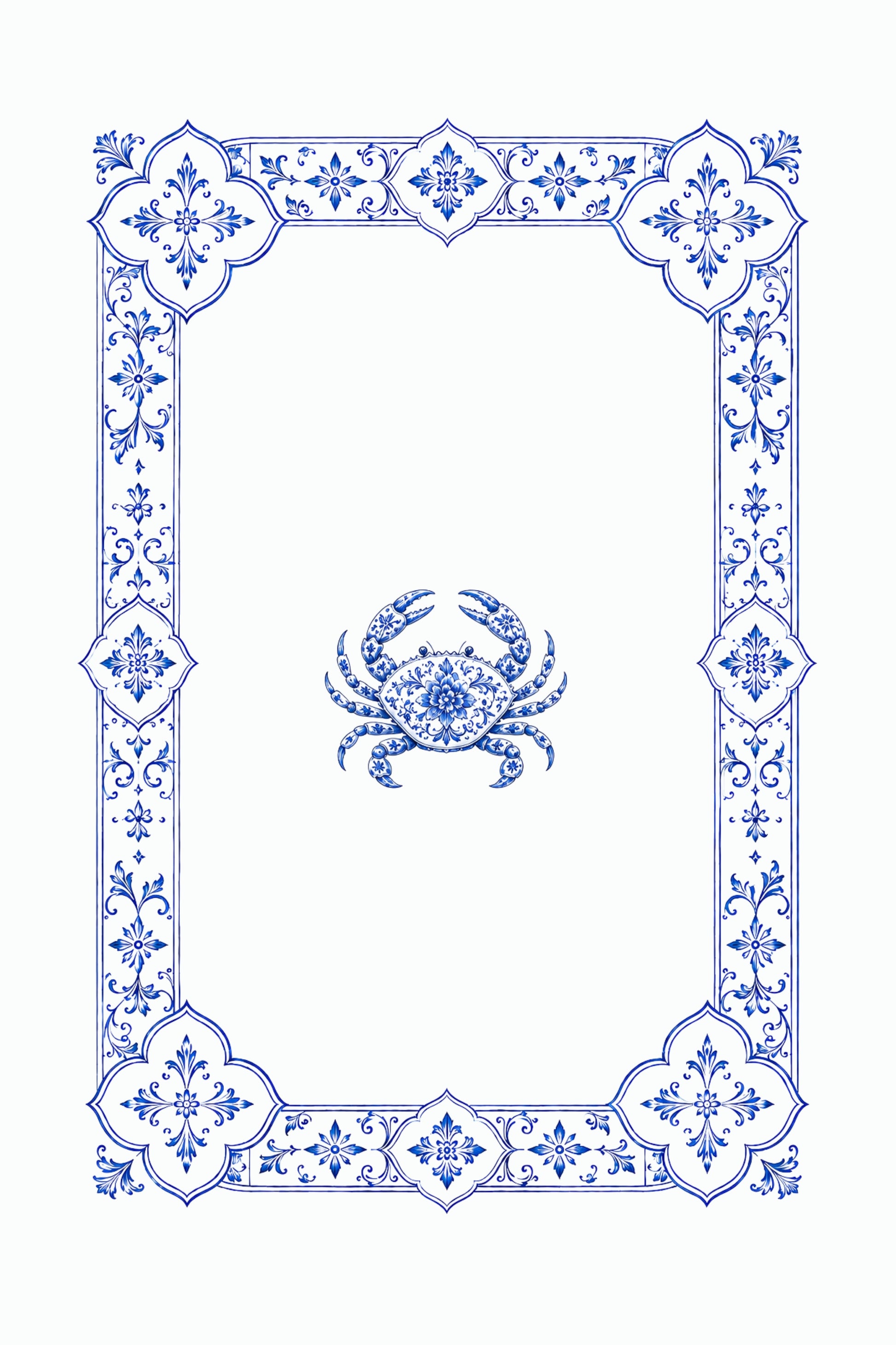 Crab — a minimal crab motif in classic Portuguese blue-and-white