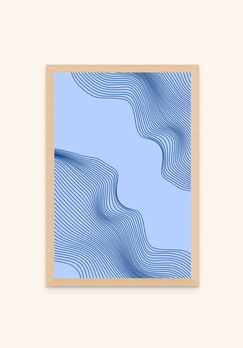Current geometric art print in an oak frame — Art Spectrum