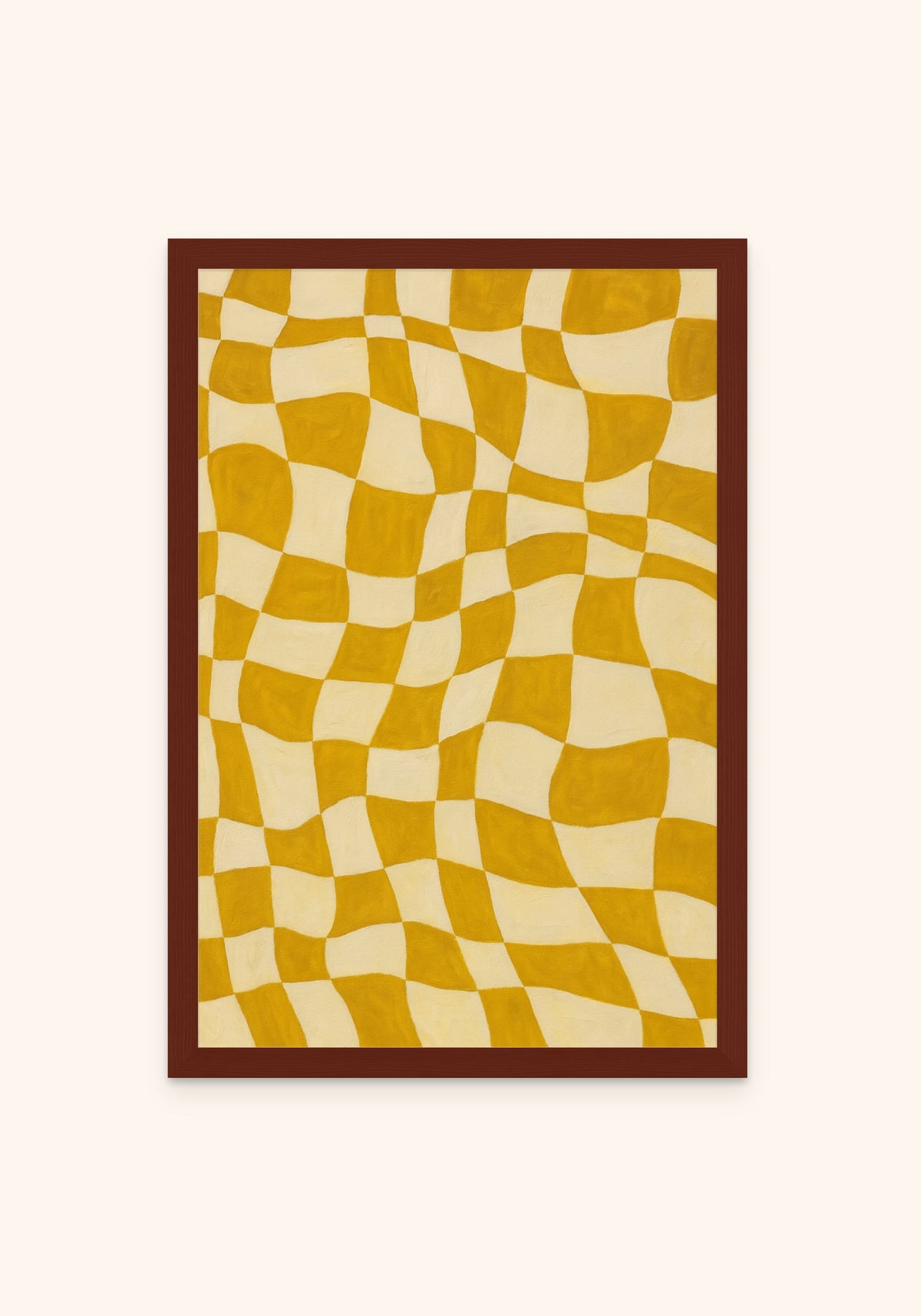 Distorted Checks framed print in an espresso frame — Art Spectrum