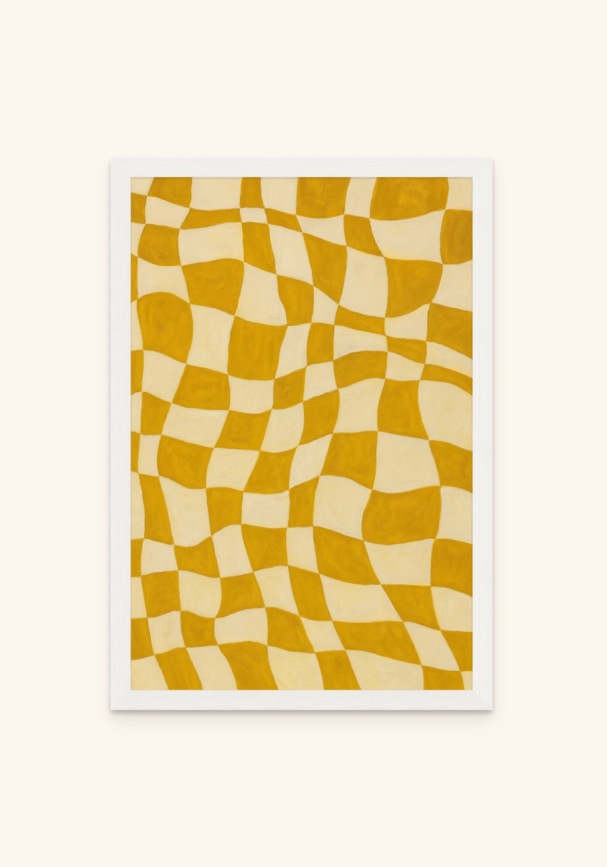 Distorted Checks framed print in a white frame — Art Spectrum
