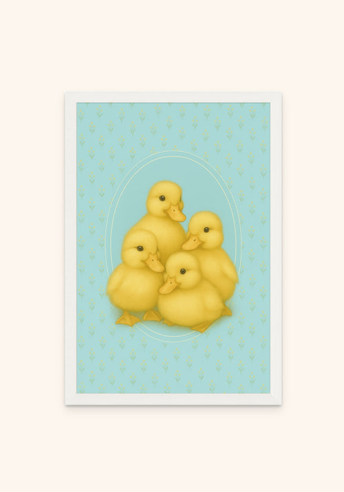 Ducks framed print in a white frame — Art Spectrum
