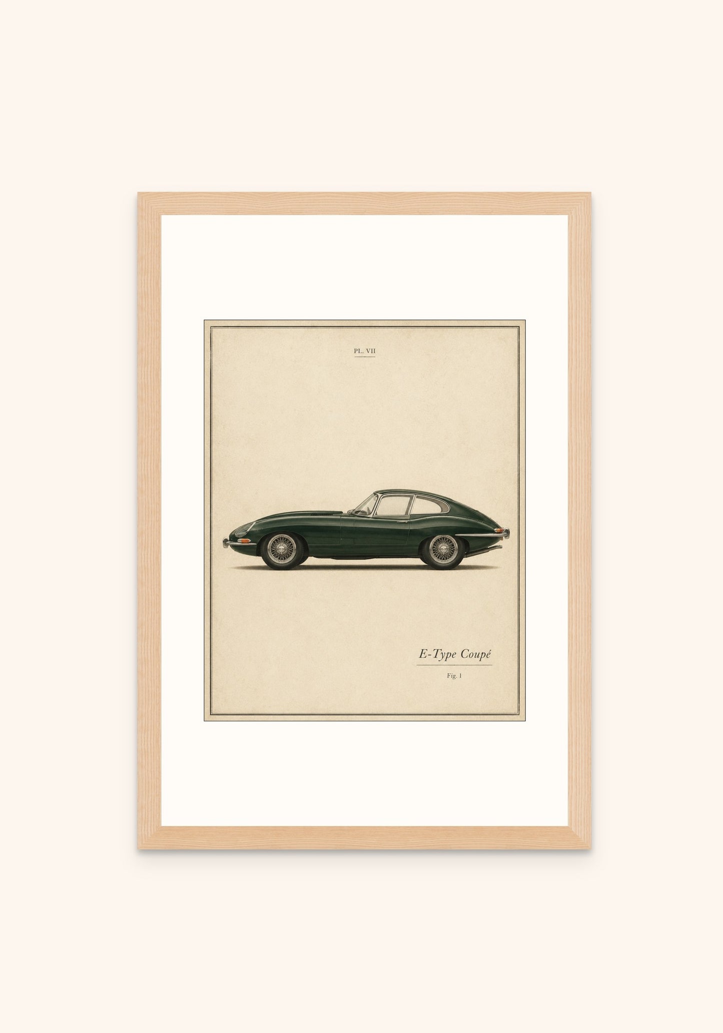 E Type vintage art print in a frame — Art Spectrum