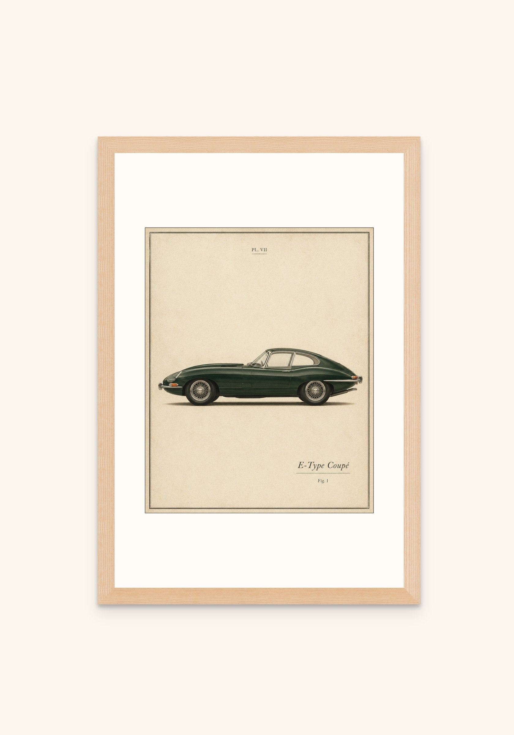 E Type vintage art print in a frame — Art Spectrum