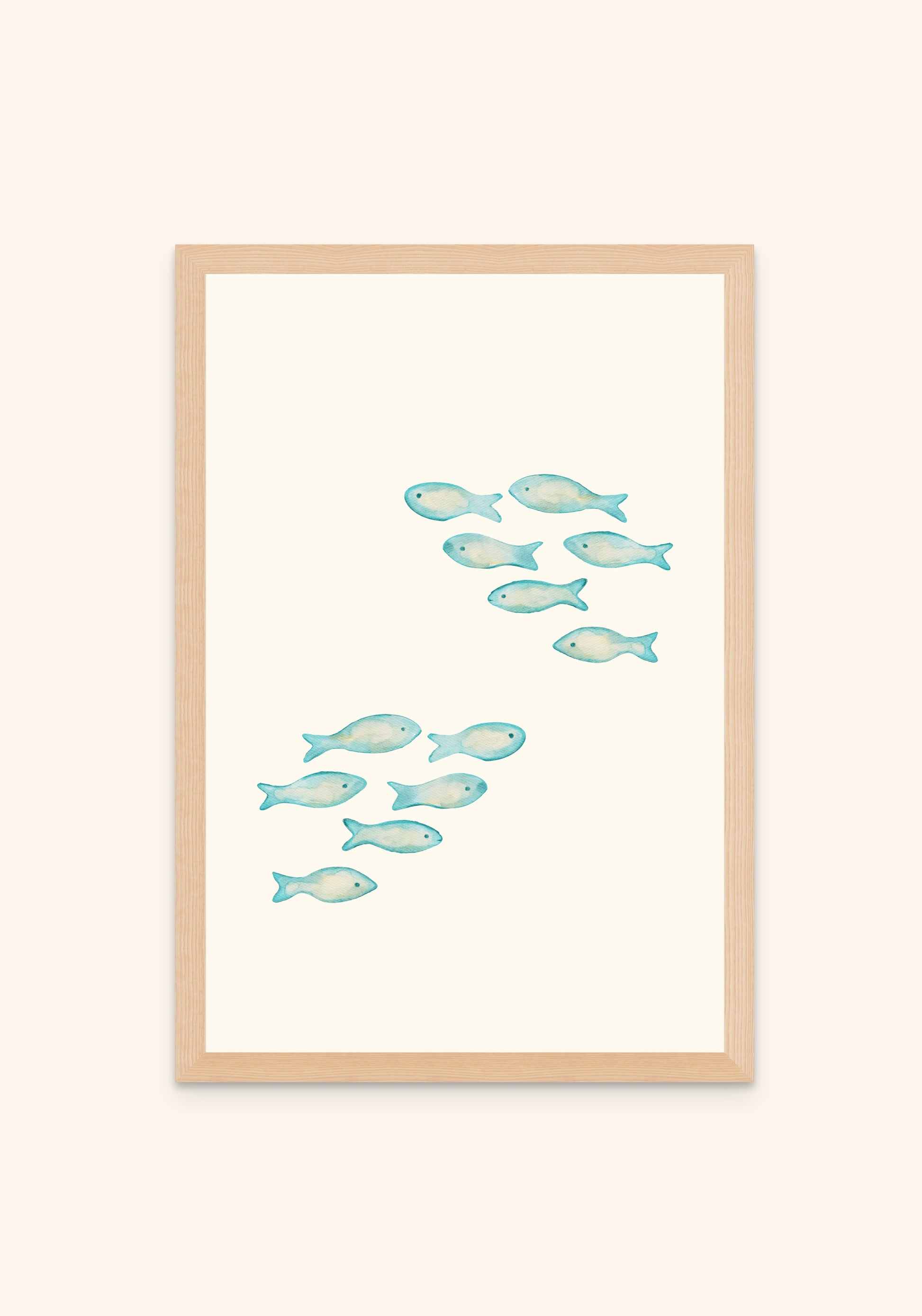 Fish Run framed print — Portuguese tile wall art, Mediterra collection