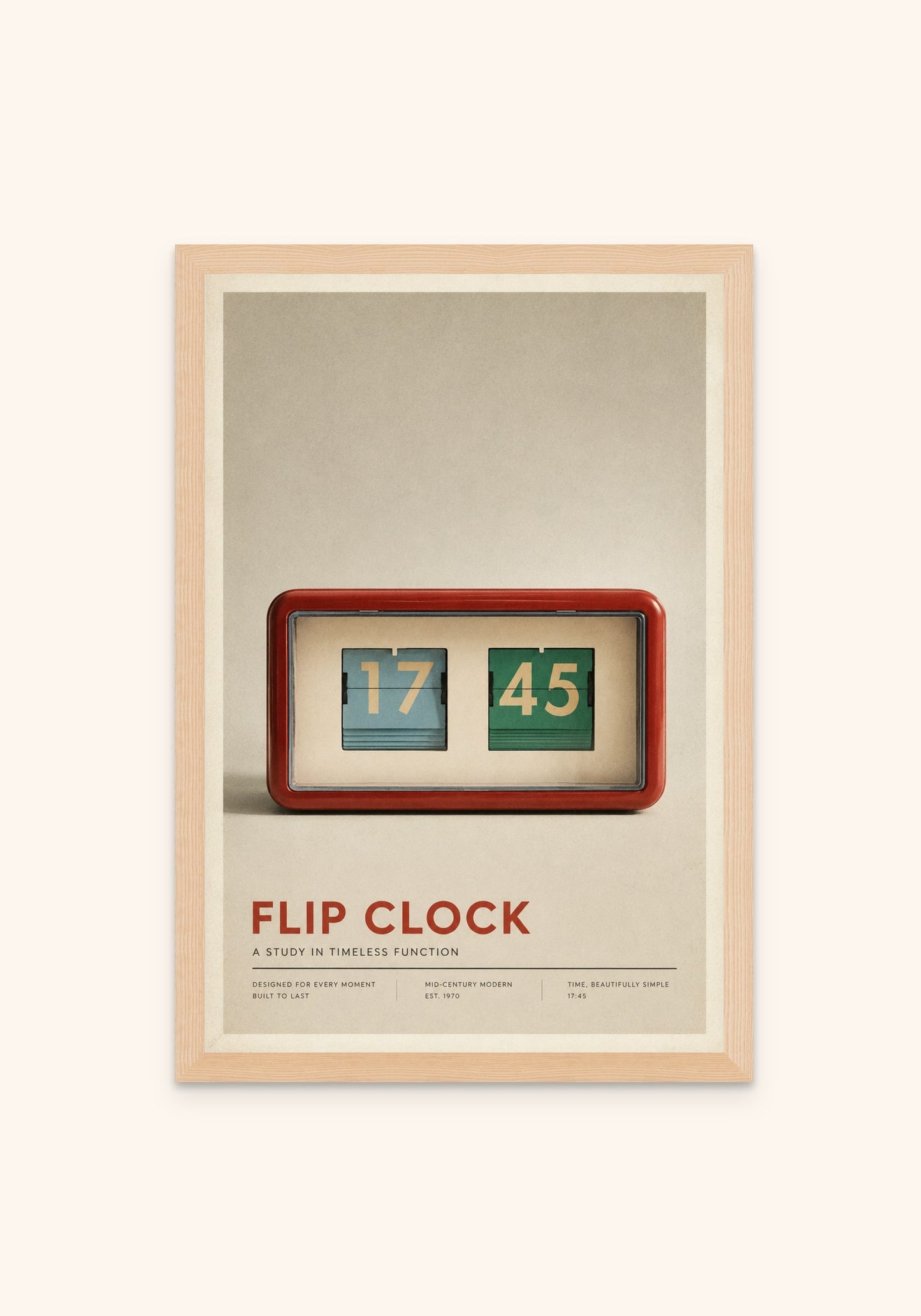 Flip Clock vintage art print in a frame — Art Spectrum