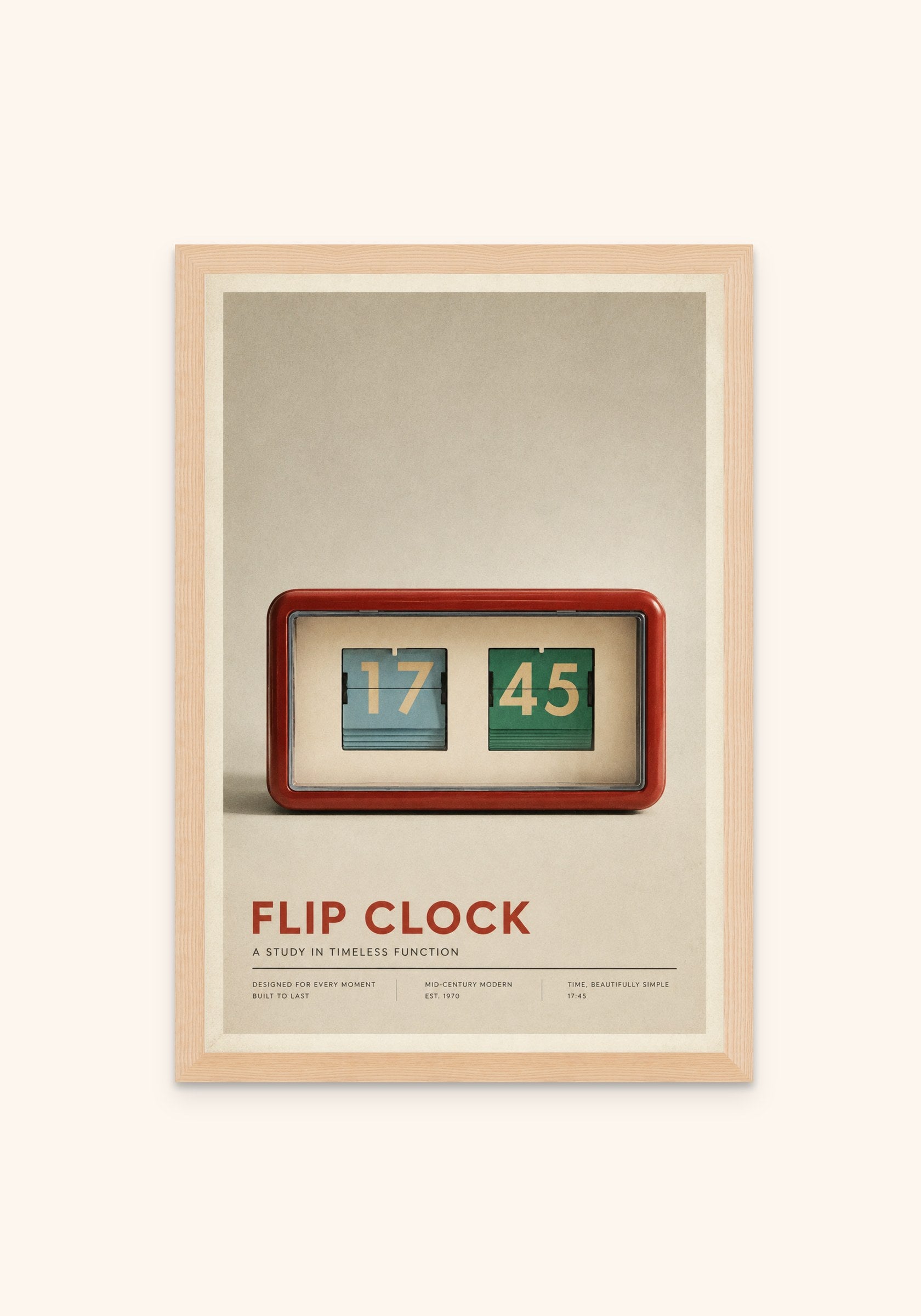 Flip Clock vintage art print in a frame — Art Spectrum