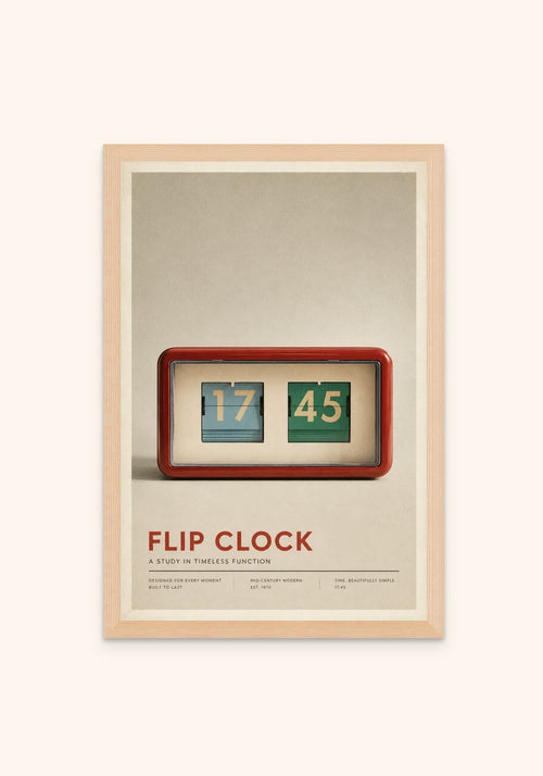 Flip Clock vintage art print in a frame — Art Spectrum