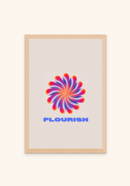 Flourish geometric art print in an oak frame — Art Spectrum