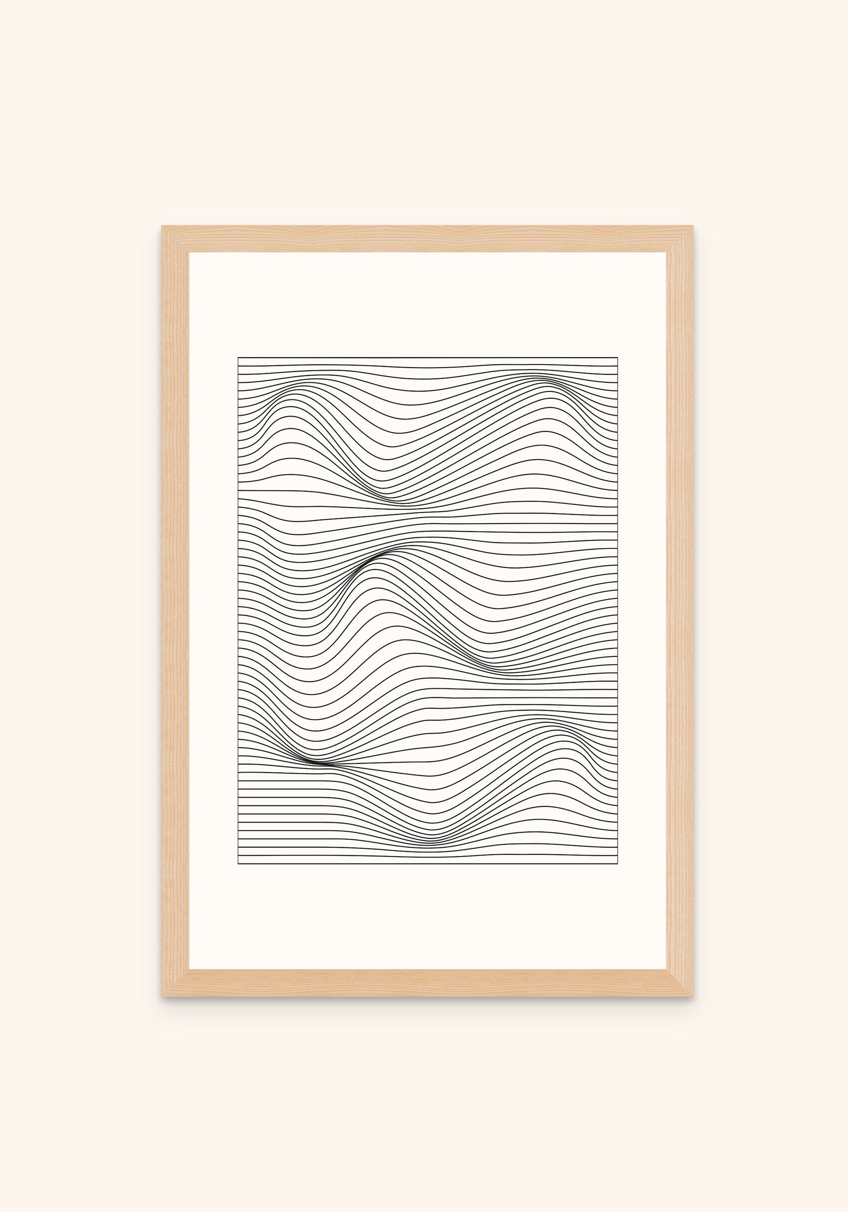 Frequency 1 geometric art print in an oak frame — Art Spectrum