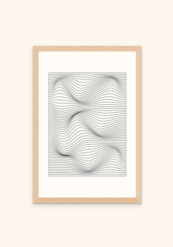 Frequency 1 geometric art print in an oak frame — Art Spectrum