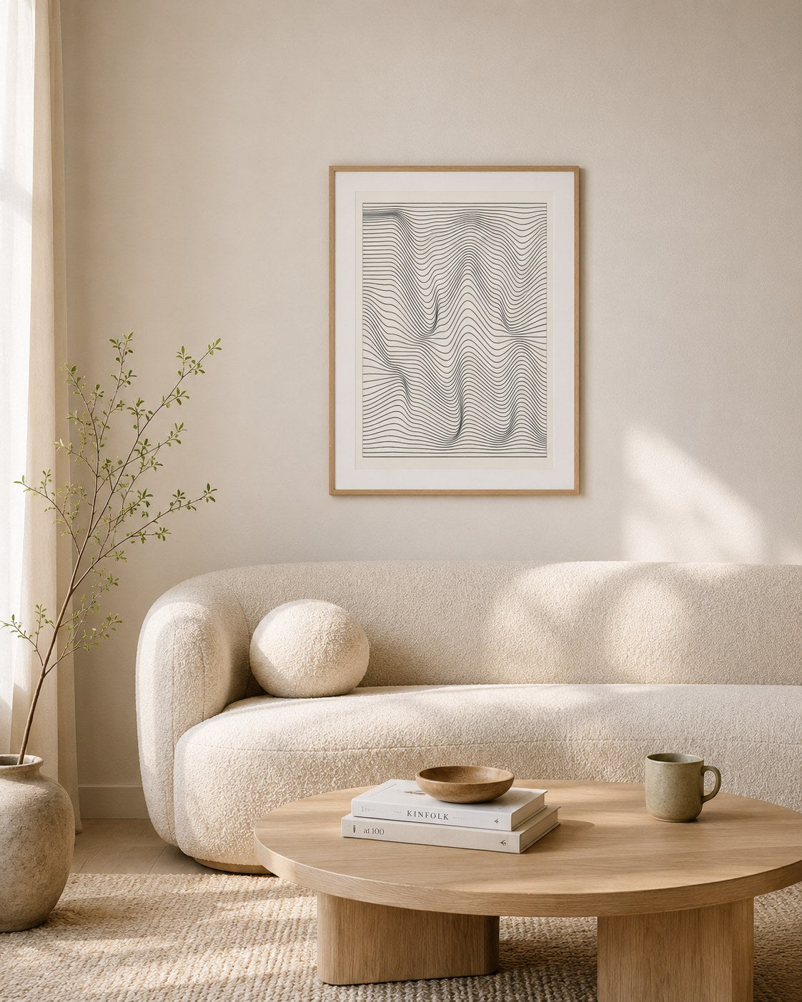 Frequency 1 geometric abstract framed art print styled in a modern interior — Art Spectrum