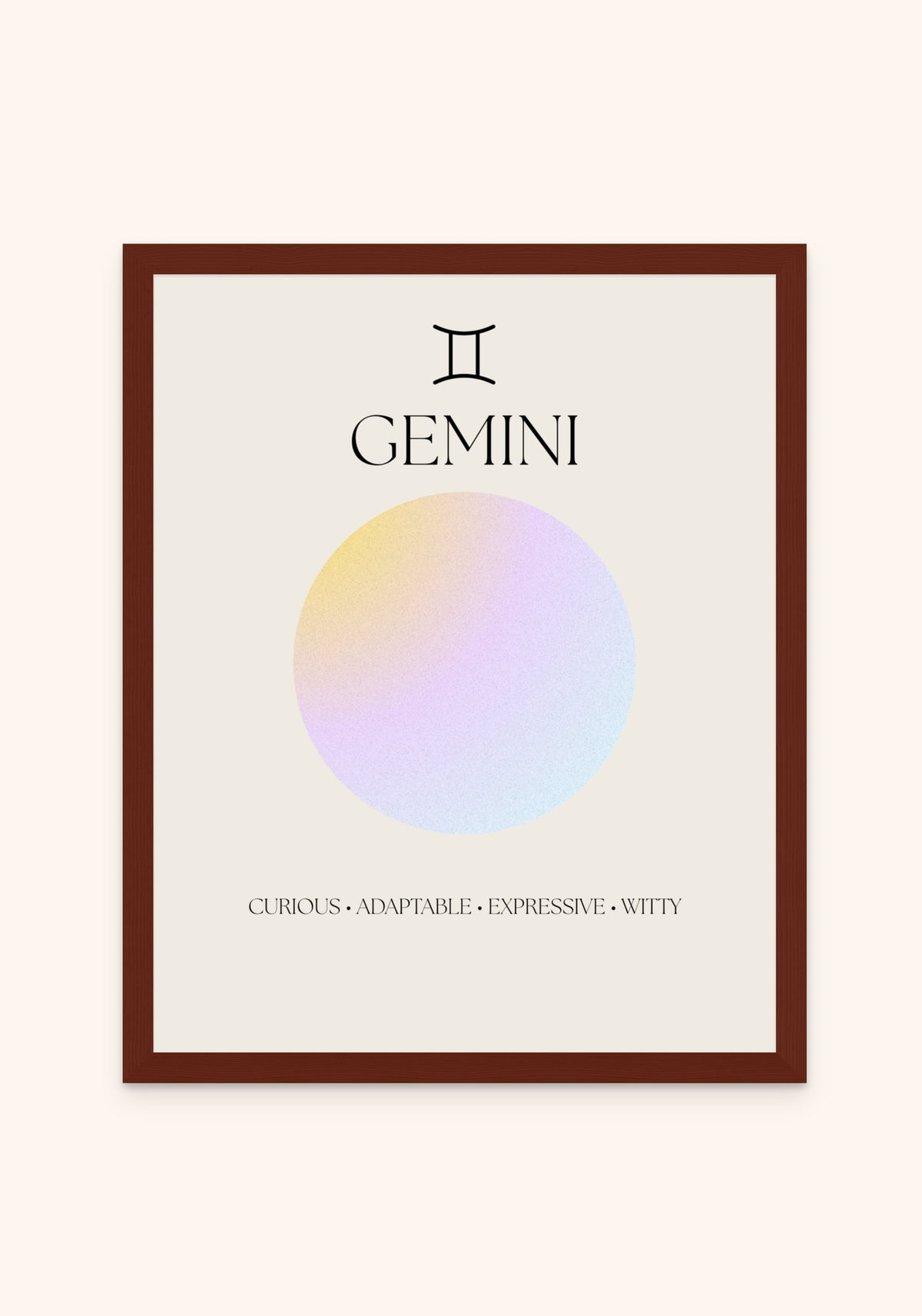 Gemini Zodiac Sign framed print in an espresso frame — Art Spectrum