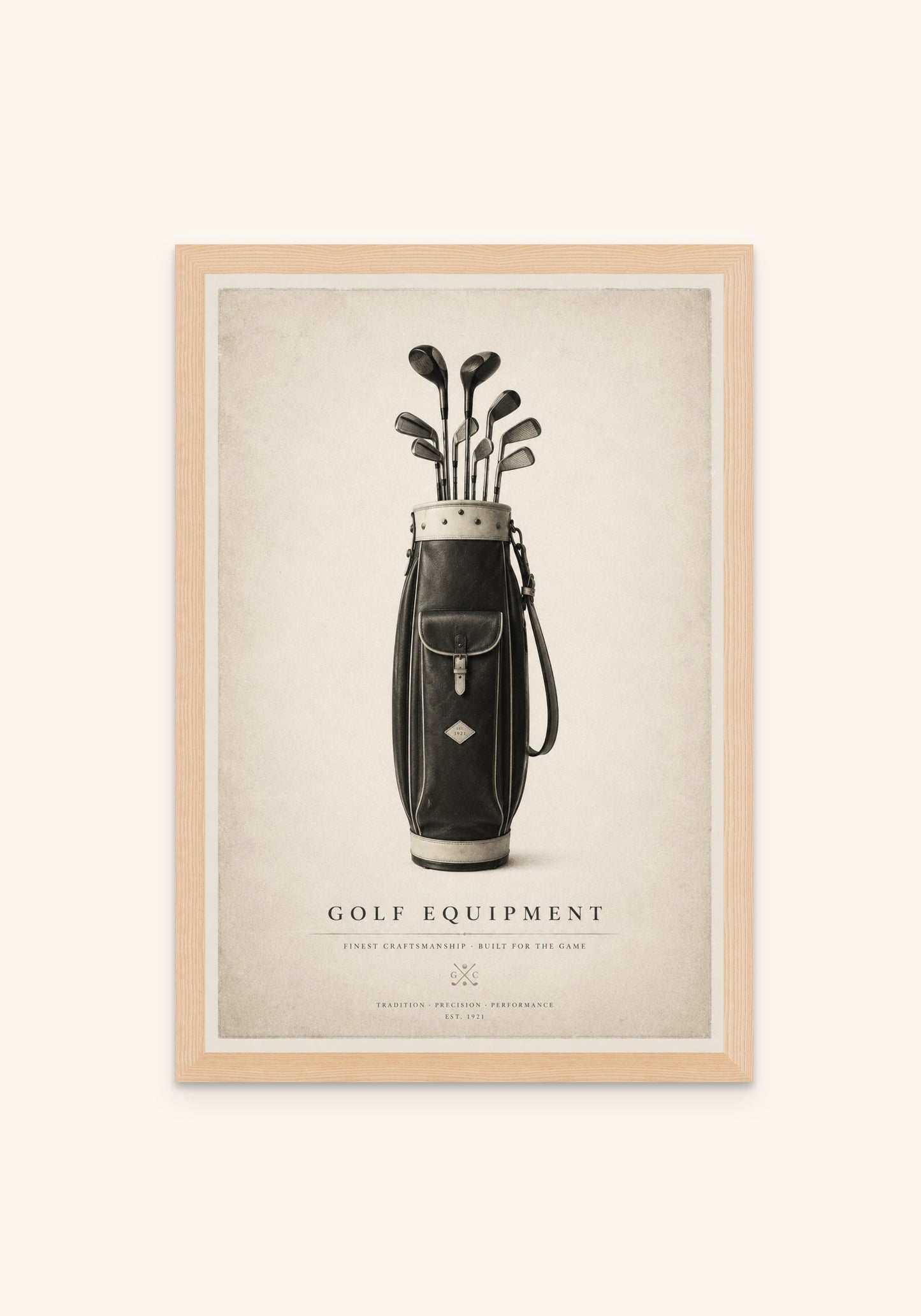 Golf Equipment vintage art print in a frame — Art Spectrum