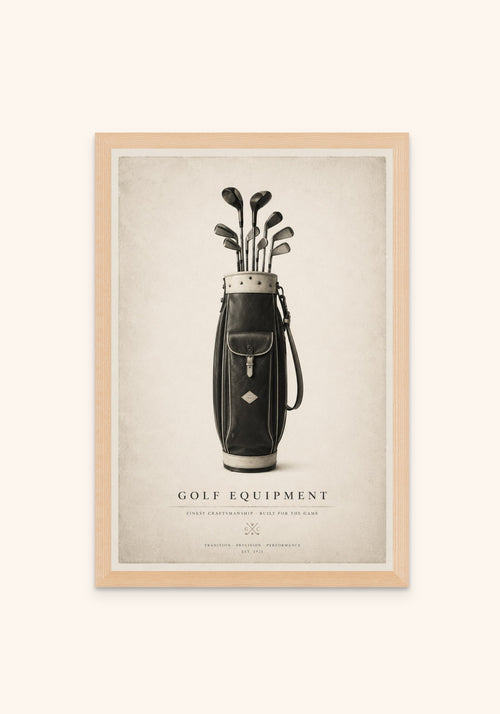 Golf Equipment vintage art print in a frame — Art Spectrum
