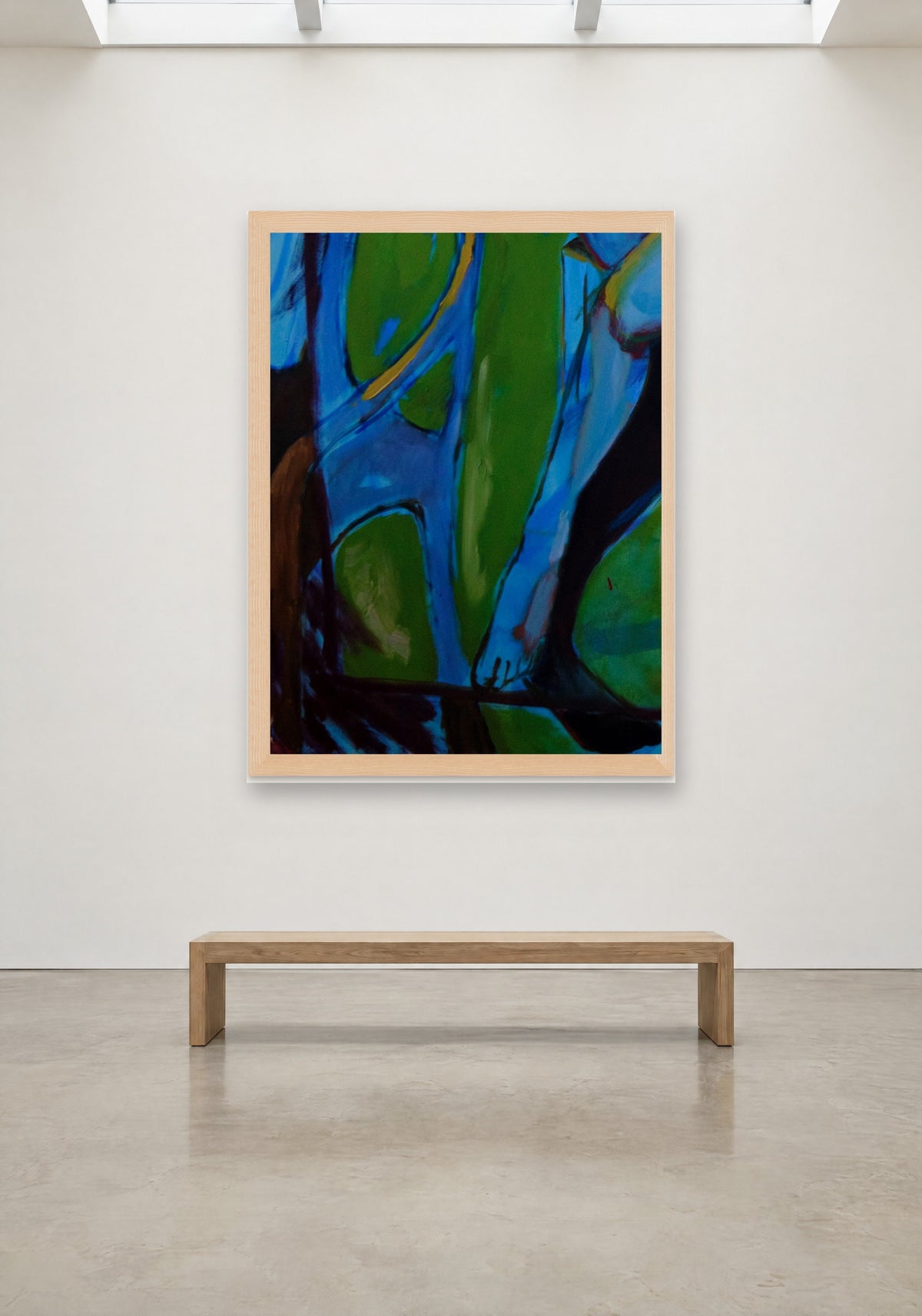 Blue and Green by Havva Malyalizade, framed print on a gallery wall