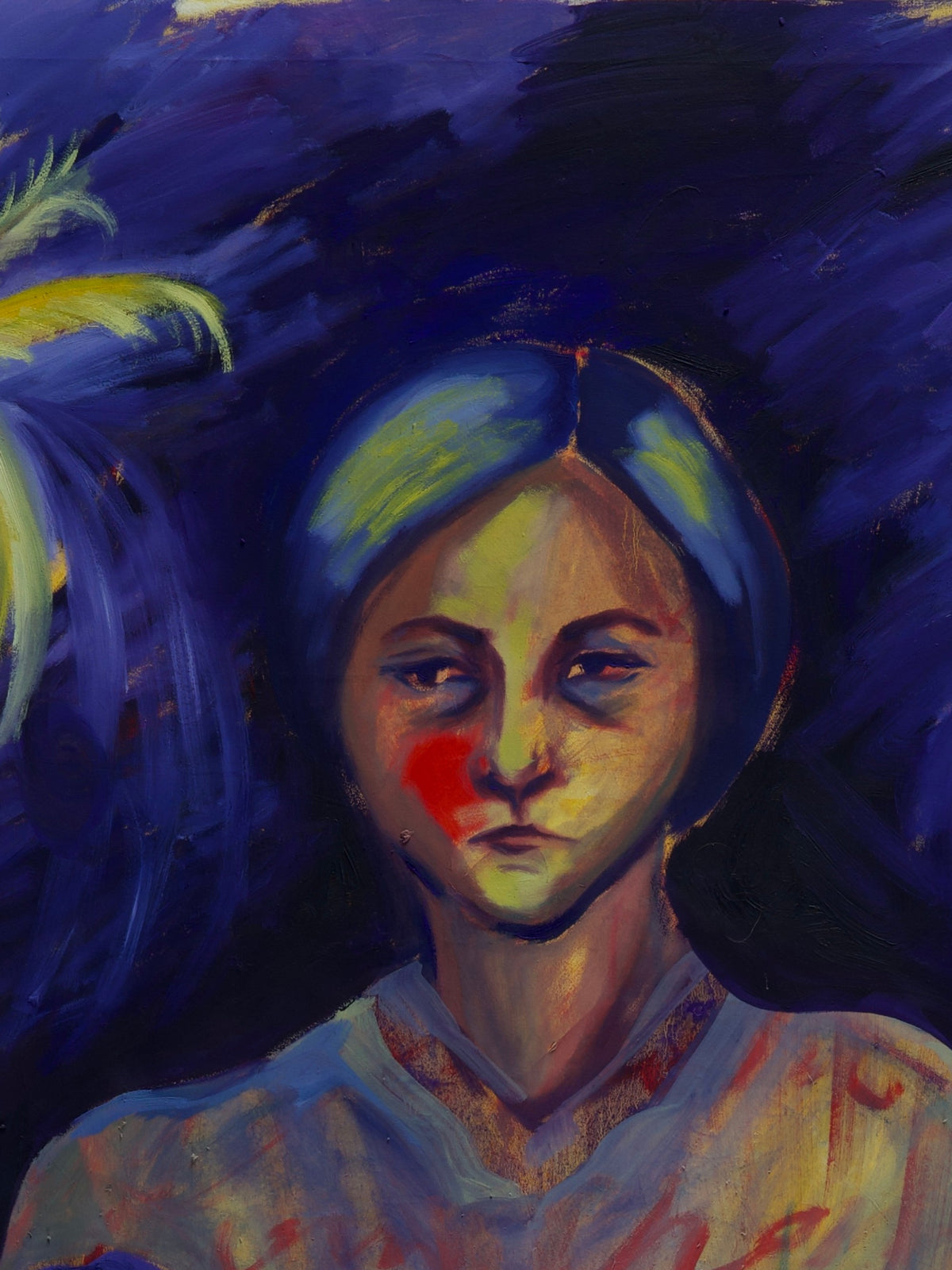 Woman in Indigo by Havva Malyalizade, detail