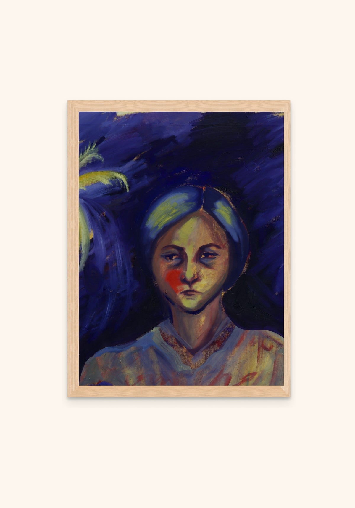 Woman in Indigo by Havva Malyalizade, framed art print