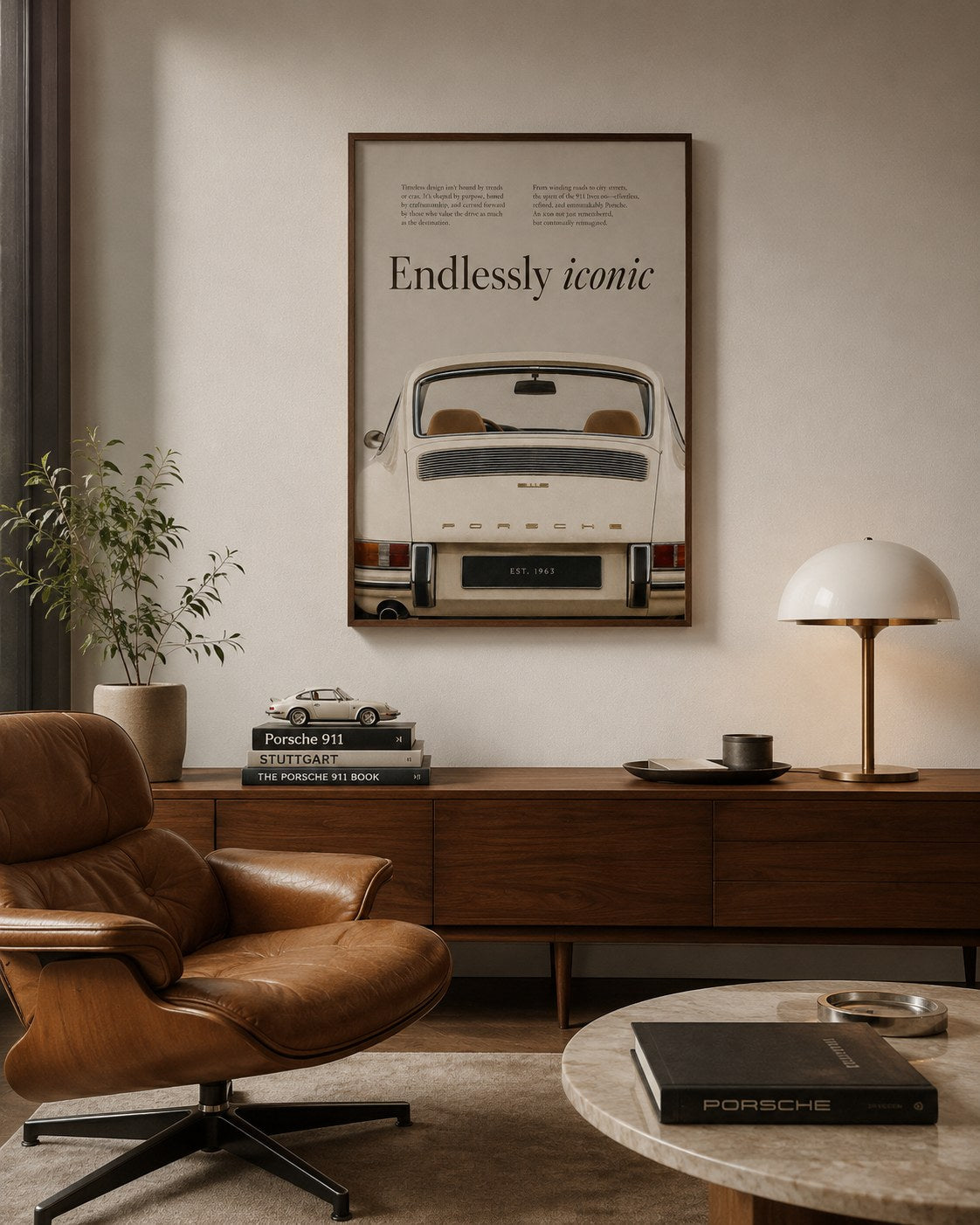 Iconic vintage framed print styled in a modern interior — Art Spectrum