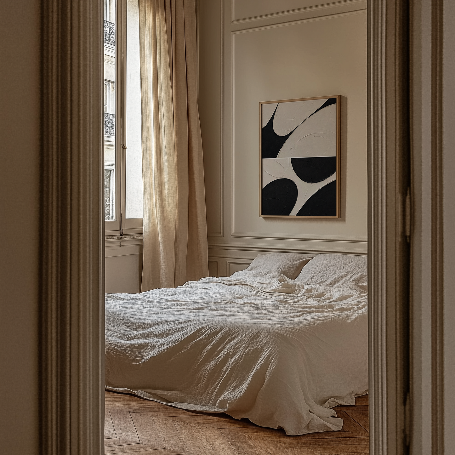 Intersect texture art framed canvas print styled in a modern interior — Art Spectrum