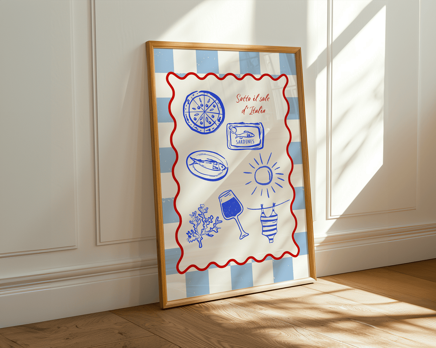 Italian Summer Italy-inspired framed canvas print on display in a styled room — Art Spectrum