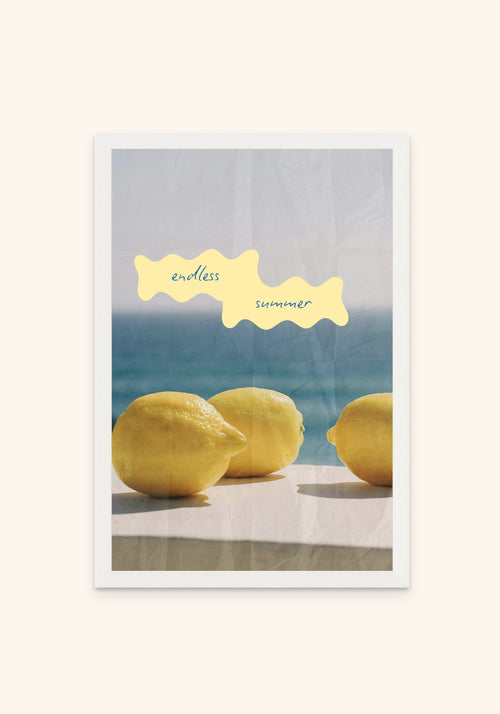 Lemon Days framed print in a white frame — Art Spectrum