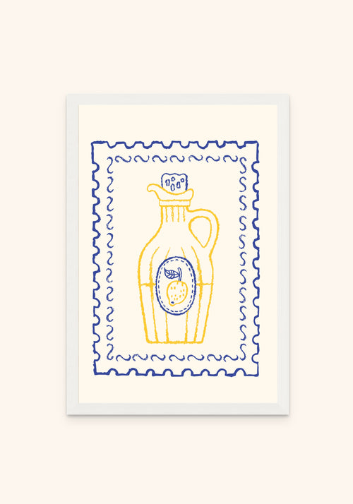 Limoncello Stamp framed print in a white frame — Art Spectrum